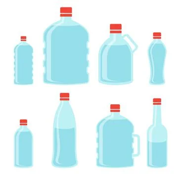 Various water plastic bottle collection Stock Illustration