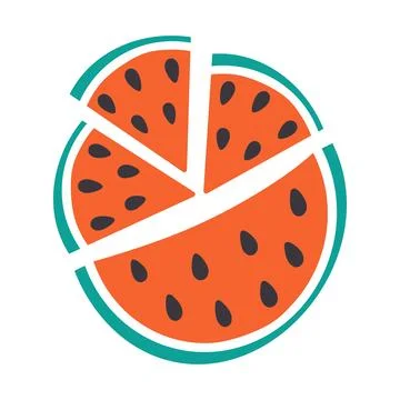 Various Watermelon slices with seed. Top view Circle composition watermelon Stock Illustration