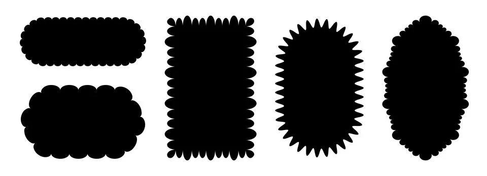 Various wave edge frame collection. Jagged scalloped border element set. Black Stock Illustration
