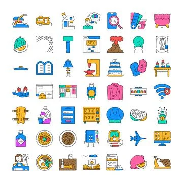 Various web and mobile application line icons set Stockillustratie