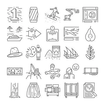 Various web design elements outline symbols set Stock Illustration
