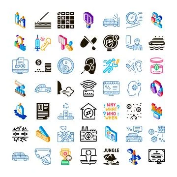 Various web design interface business and healthcare icons Illustrazione stock