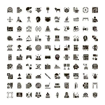 Various web interface glyph icons set collection Stock Illustration