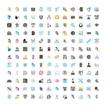 Various web software interface symbols collection Illustrazione stock