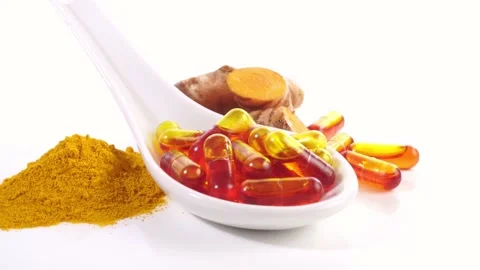 Various white, orange and transparent Capsules isolated on white Background Stock Footage 205129168