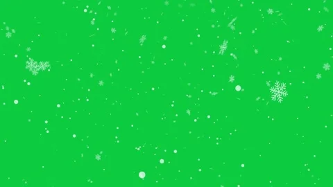 Various white snowflakes and dots falling on green Stock Footage 331766400