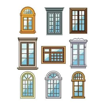 Various window frames illustrating architectural design elements イラスト素材
