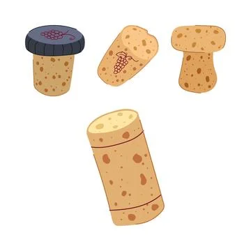 Various wine corks for sealing bottles Stock Illustration