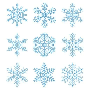 Various winter snowflakes icon set. Stock Illustration