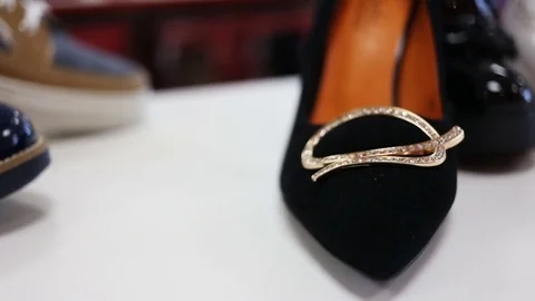 Various women's shoe in a store Video stock 72214942
