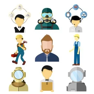 Various Working People Vector Illustration Set Stock Illustration