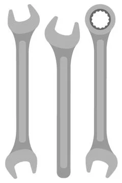 Various Wrenches set. Wrench isolated on white background. Vector illustratio Stock Illustration