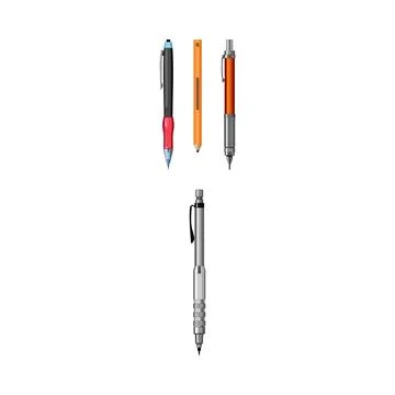 Various writing tools and mechanical pencils Stock Illustration