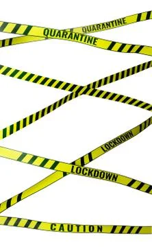 Various yellow warning tapes isolated Stock Illustration
