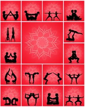 Various yoga poses Stock Illustration