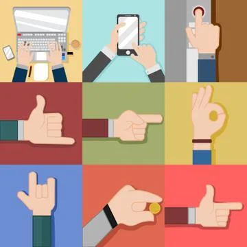 Variouse Hand Gesture Vector Illustration Graphic Stock Illustration