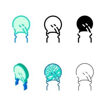 Varistor set electronic component color icon vector 스톡 일러스트