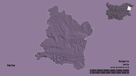 Varna, Bulgaria. Colored elevation map Stock Illustration