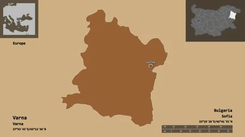 Varna location. Bulgaria. Solid patterned map Stock Footage 134949680