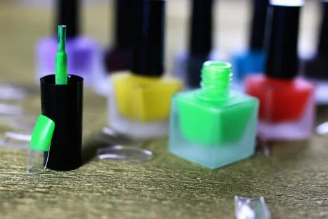 Varnish manicure false nails Stock Photos