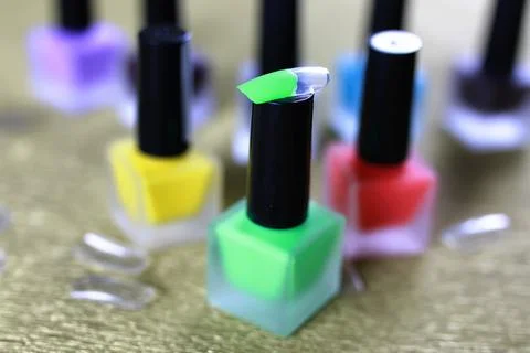 Varnish manicure false nails Stock Photos