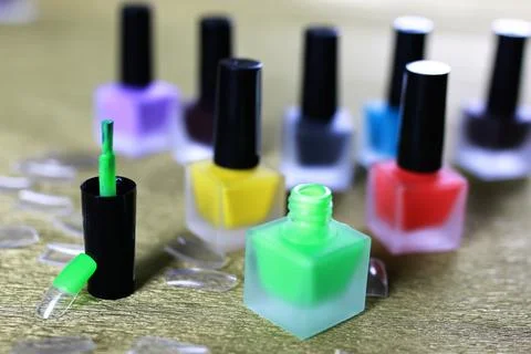Varnish manicure false nails Stock Photos