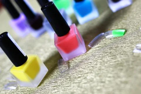 Varnish manicure false nails Stock Photos
