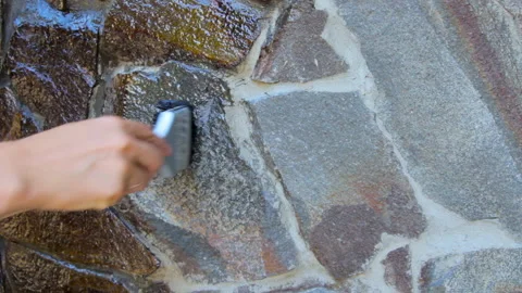 Varnishing of a stone Video stock 143502843