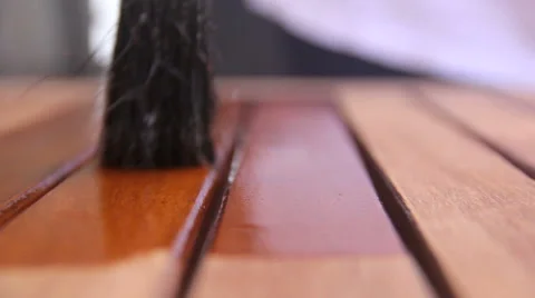 Varnishing Table With A Brush Stock Footage 51691194