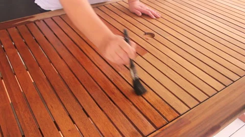 Varnishing Table With A Paintbrush 스톡 동영상 49942934