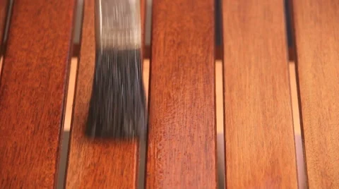 Varnishing Table With A Paintbrush 스톡 동영상 49943016