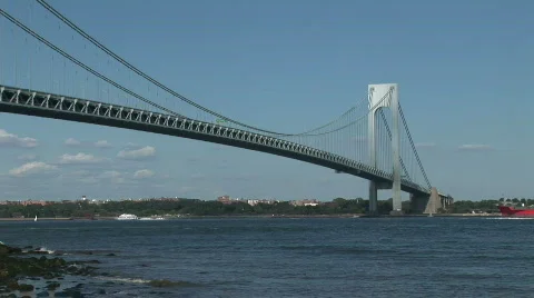 Varrazano Narrows Bridge Stock Footage 594768