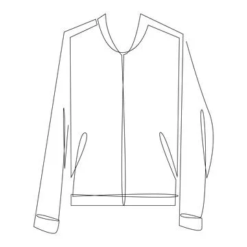 Varsity jacket one continuous line drawing. Minimalist single line doodle Stock Illustration
