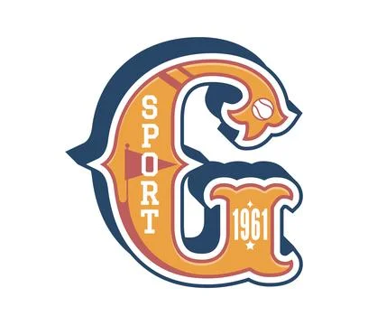 Varsity sport patch label, letter G, baseball ball Illustrazione stock