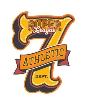 Varsity sport patch label with super league text Stock Illustration