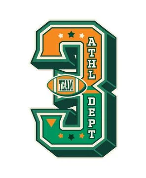 Varsity sport patch number 3, college league label Stock Illustration