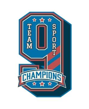 Varsity sport patch number 9 for players team Stock Illustration