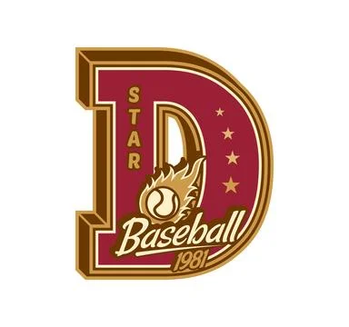 Varsity sport team patch, red letter D label Illustrazione stock