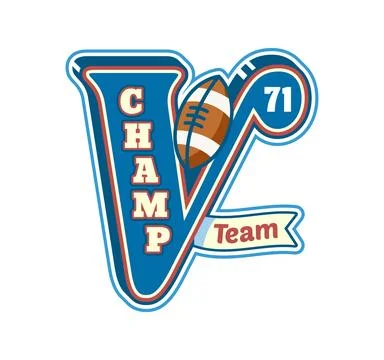 Varsity sport team patch for rugby club, letter V Illustrazione stock