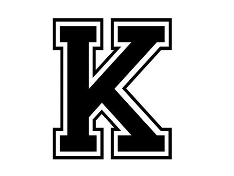 A varsity style illustration featuring letter k with letter k, double outline Stock Illustration