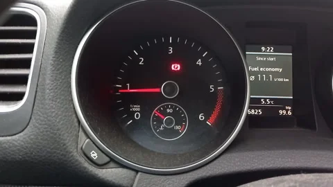 Varying Engine Revs with Irregular Pitch and Intensity_Close-up on Dashboard Gau 動画素材 338170368