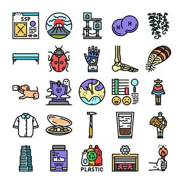 Varying icons set featuring concepts and common objects 스톡 일러스트