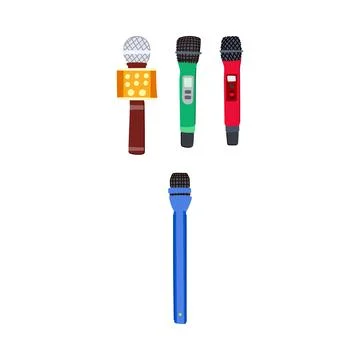 Varying microphones for broadcasting and performance Stock Illustration