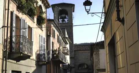 Varzi beautiful Bell Tower Stock Footage 199297673