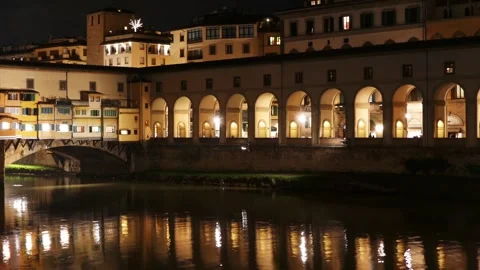 Vasari Corridor is an elevated enclosed passageway in Florence, central Italy Stock Footage 111624046