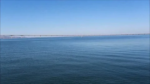 The Vasco da Gama Bridge Crossing the River Tagus Stock Footage 41304031