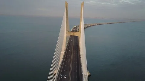 Vasco da Gama Bridge - Lisbon - Portugal Stock Footage 75058358