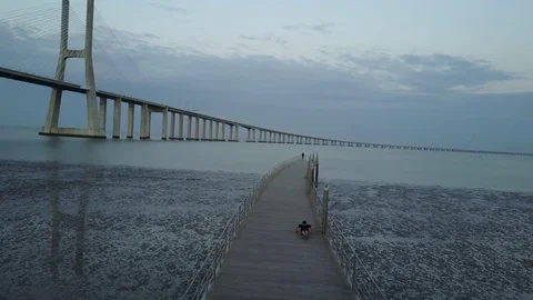 Vasco da Gama Bridge - Lisbon - Portugal Vídeo Stock 75058600