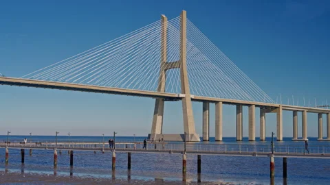 Vasco da Gama Bridge. Lisbon, Portugal Stock Footage 311757782