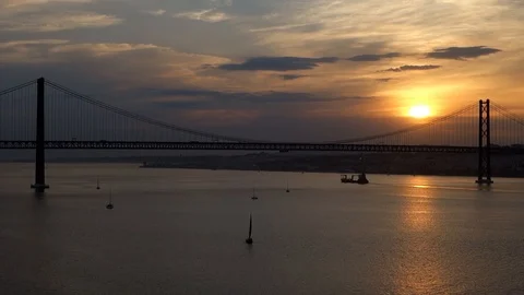 The Vasco da Gama Bridge over theTagus River, RioTejo, Lisbon, Portugal. Stock Footage 94982750